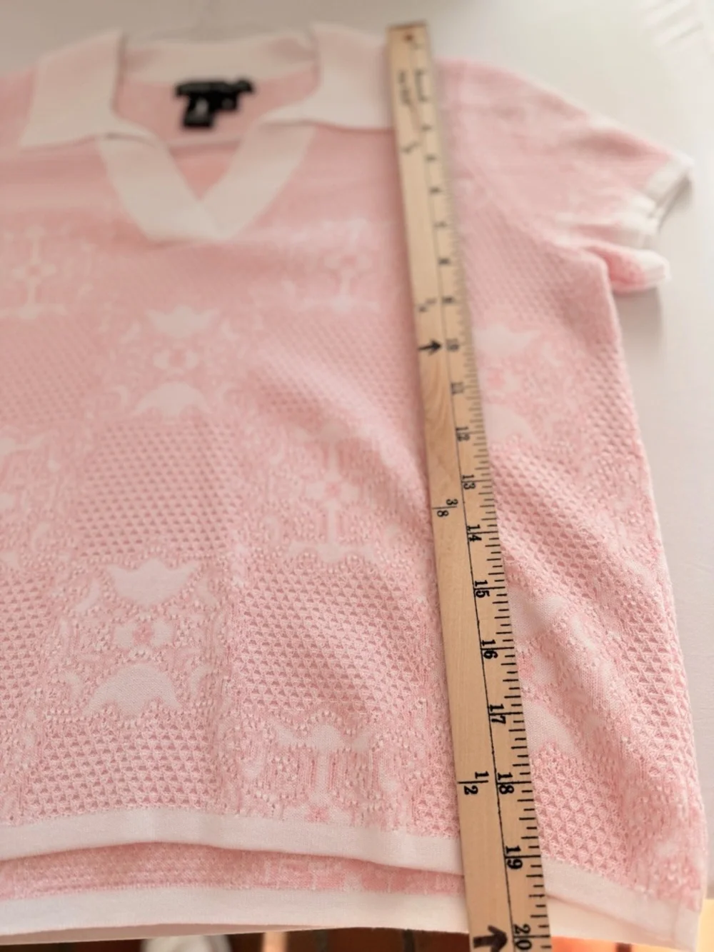 PEACE of CLOTH Luxe Pastel Pink Romantic Feminine Plush Polo Sweater SMALL $210 - Picture 6 of 7